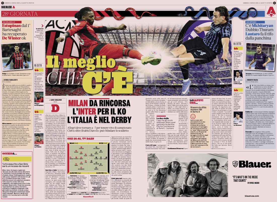 la gazzetta dello sport 8 march inter