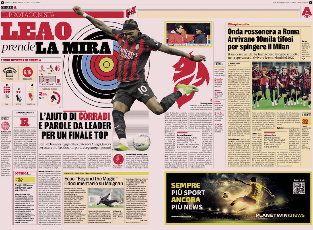 la gazzetta dello sport 13 march
