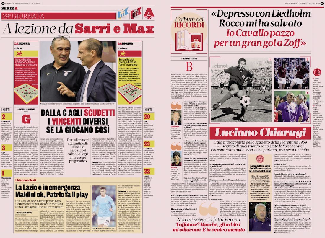 gazzetta 15 march sarri allegri