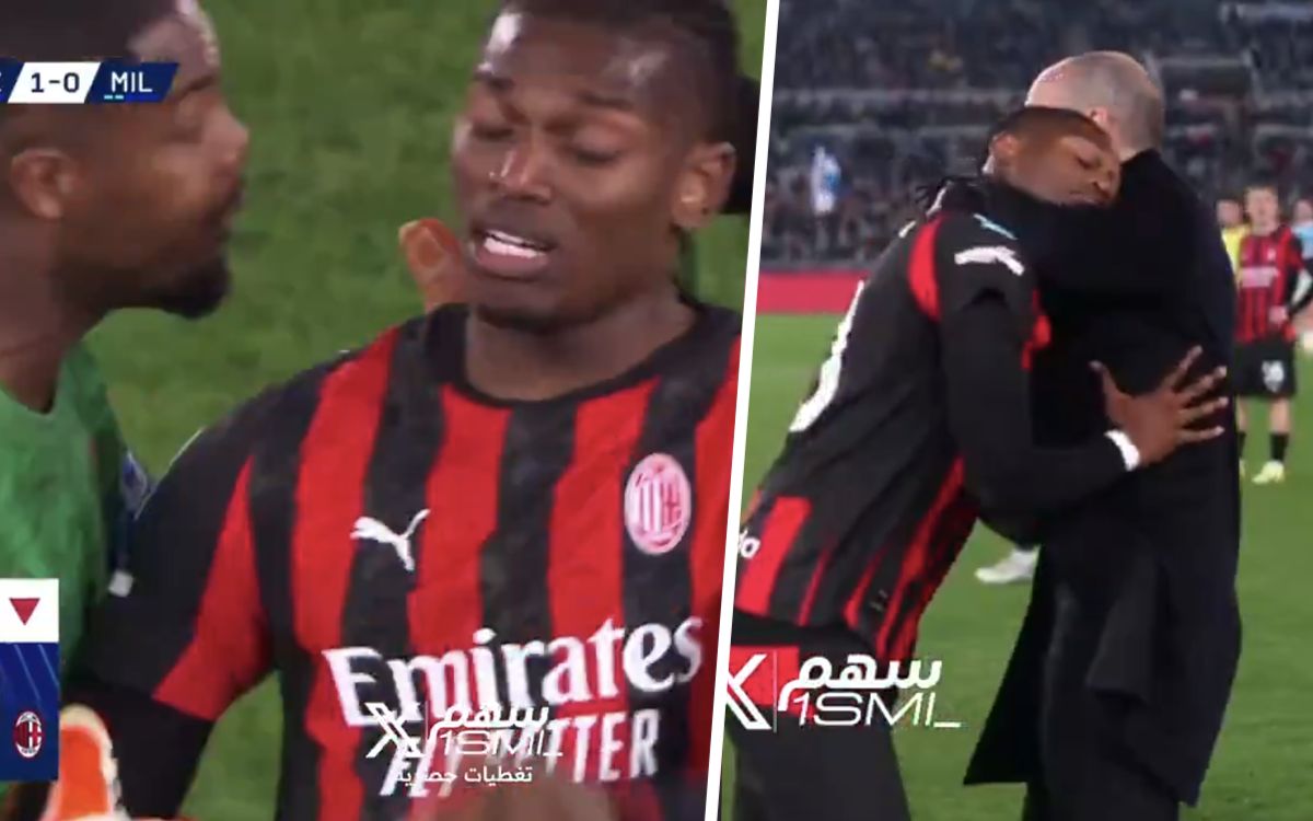 Watch: Leao ignores Maignan and shoves Allegri in furious reaction to substitution