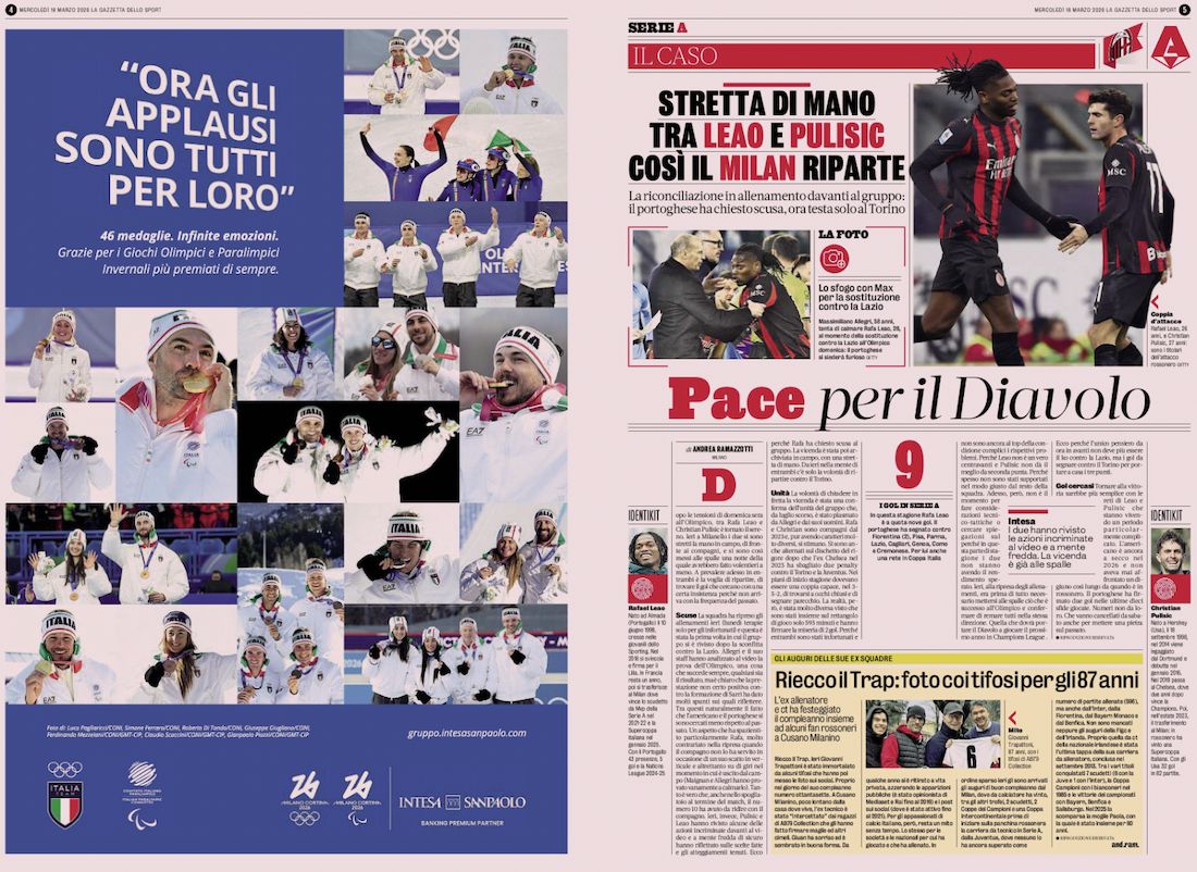 la gazzetta dello sport 18 march