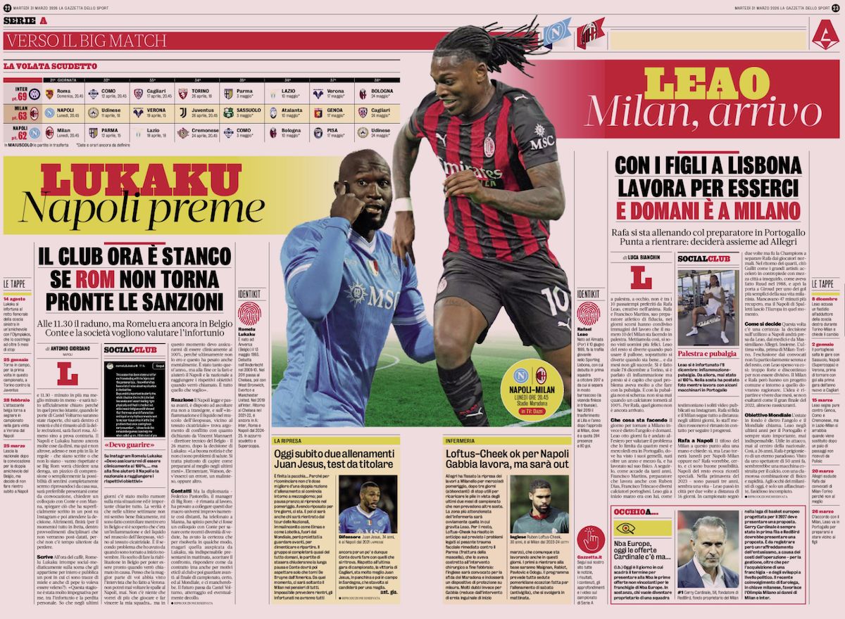 la gazzetta dello sport 31 march