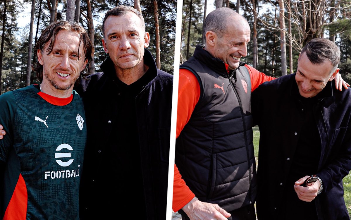 Shevchenko greets Allegri and players as special guest at Milanello - photos