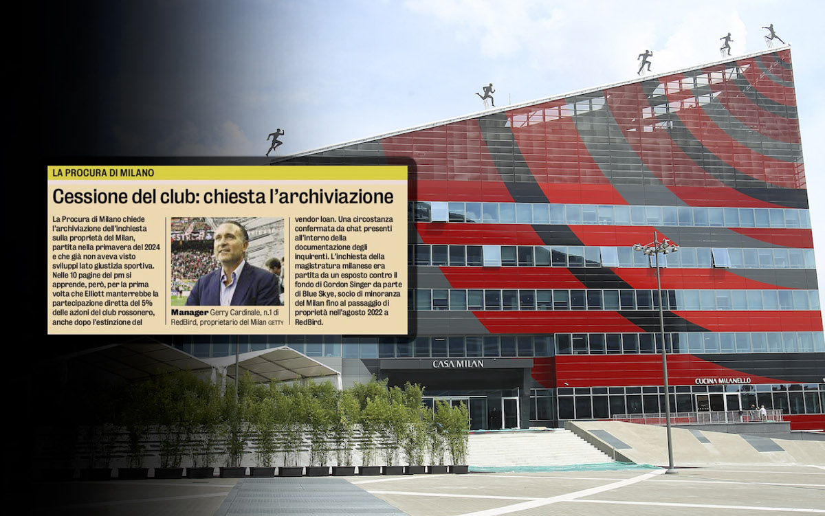 GdS: Investigation into Milan ownership to be closed - Elliott 5% stake revealed