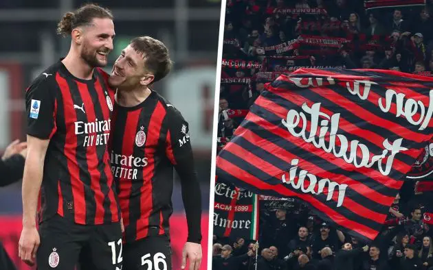 Adrien Rabiot and Alexis Saelemaekers of AC Milan