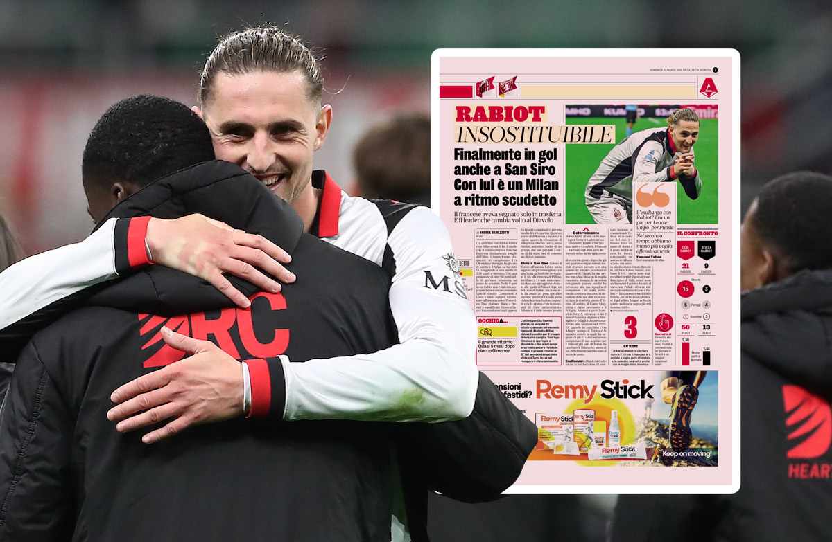 GdS: Rabiot 'irreplaceable' for Milan - Torino display backed up by striking numbers