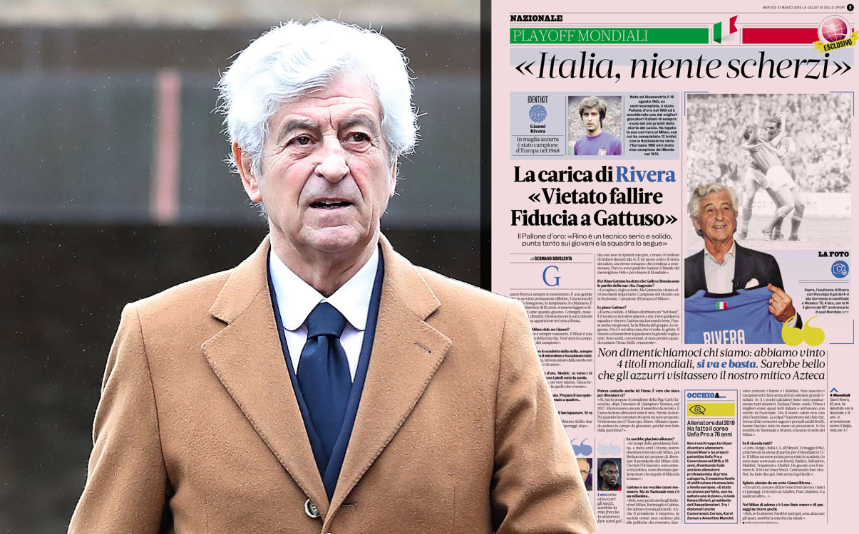 Gianni Rivera concerned by cultural death in AC Milan amid Azzuri absence Gianni Rivera concerned by cultural death in AC Milan amid Azzuri absence