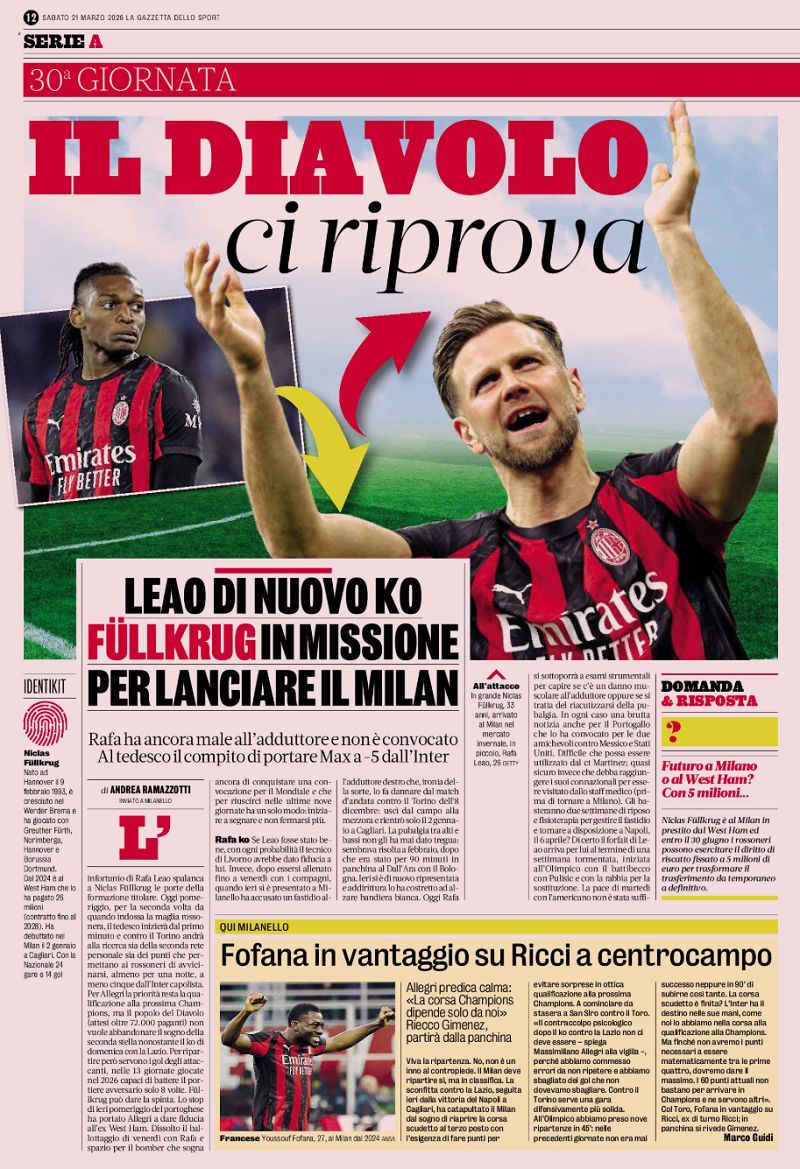 Gazzetta on Leao and Fullkrug