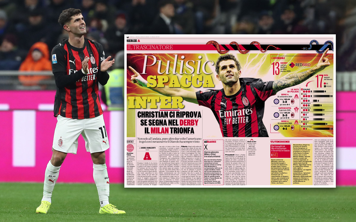 GdS: Pulisic eyes elusive goal in derby to break drought and extend Milan run