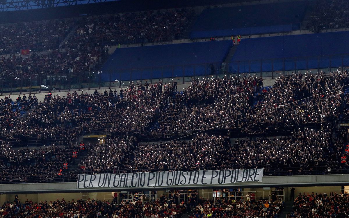 Photos: Curva Sud protests Milan-Juventus ticket prices with simple display
