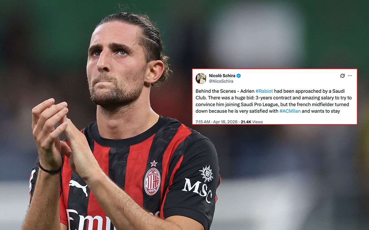 Schira states Rabiot turned down 'amazing' offer from Saudi Arabia recently: "Satisfied with Milan"