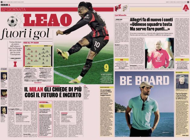 GdS: 'Out for goals' - Allegri puts Leao at centre of new-look attack ...
