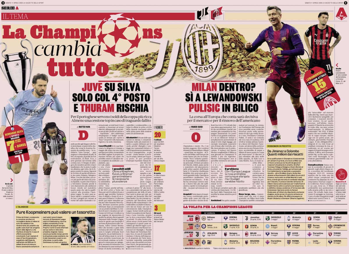 gazzetta dello sport 11 april lewandowski