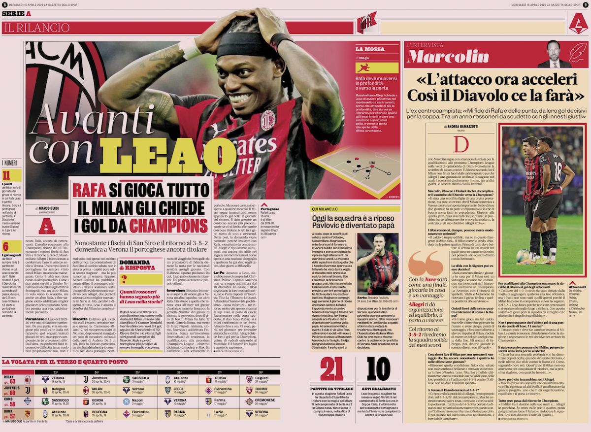 la gazzetta dello sport 15 april