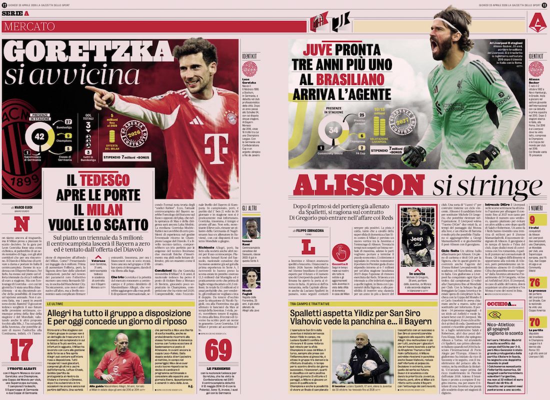 gazzetta dello sport 23 goretzka