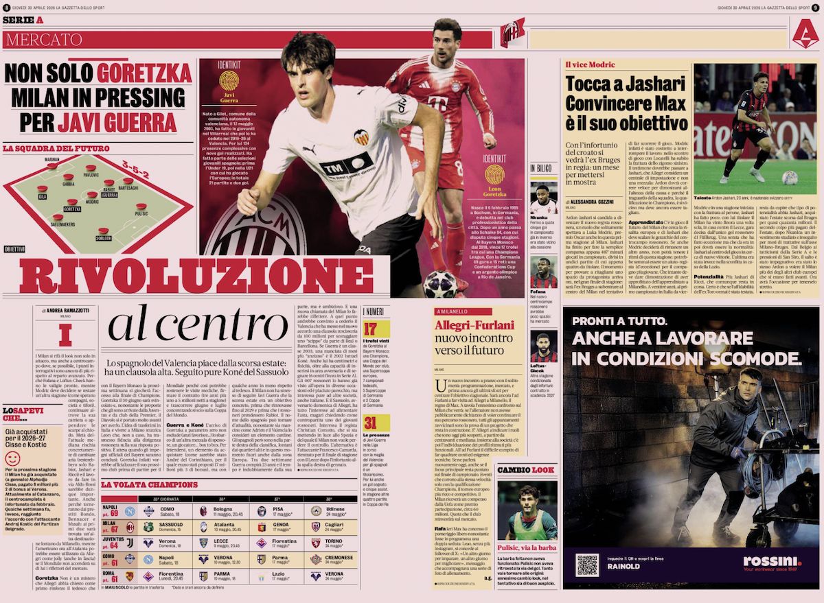 la gazzetta dello sport 30 april guerra