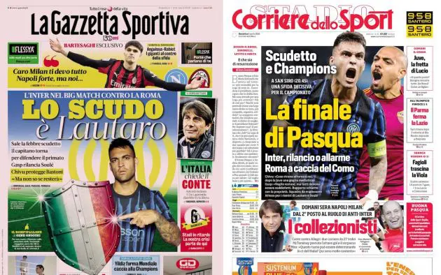 front pages 5 april napoli milan