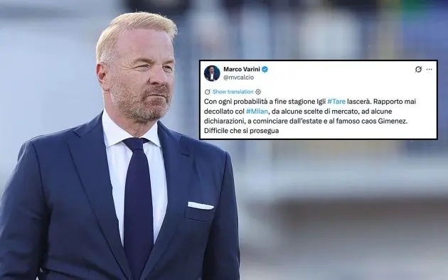 Tare could leave Milan