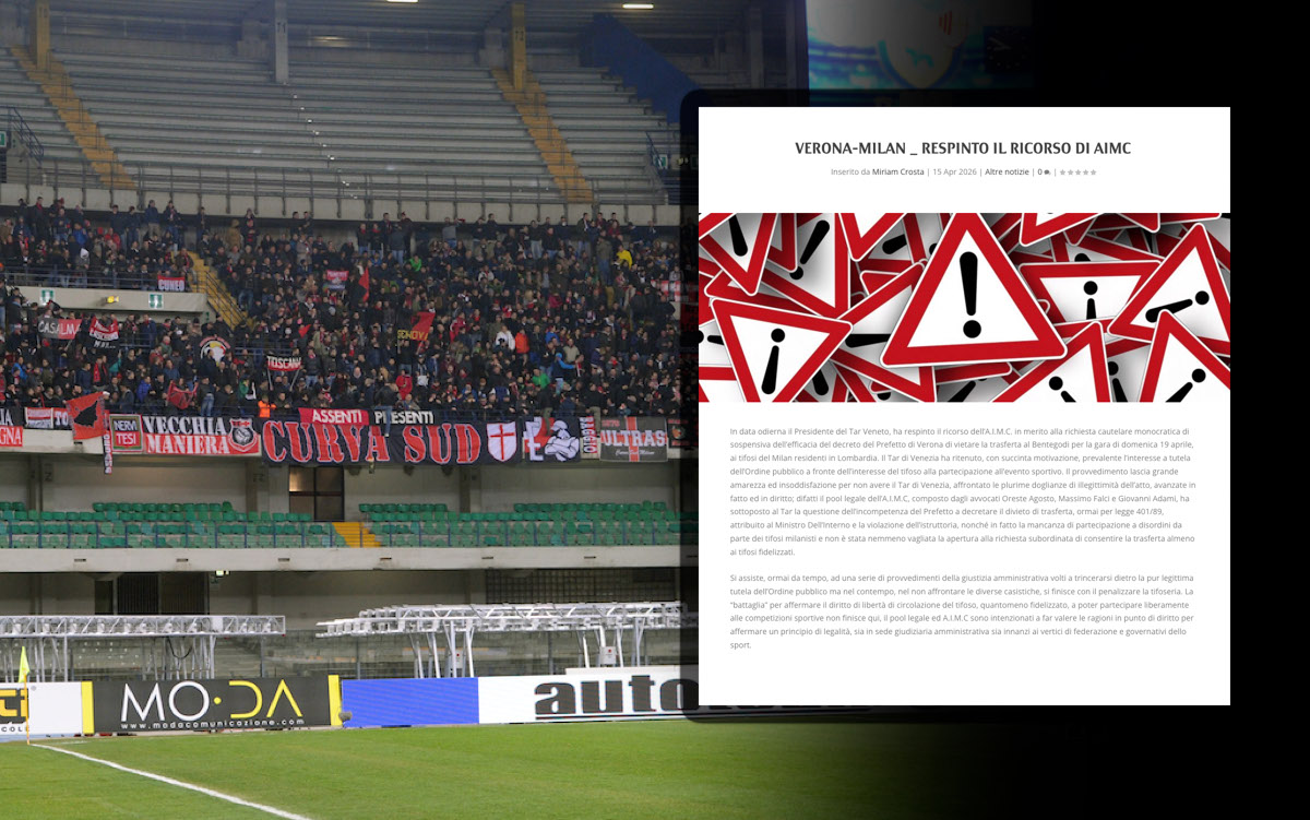 AIMC furious as Court reject appeal over Verona travel ban: "The battle does not end here"