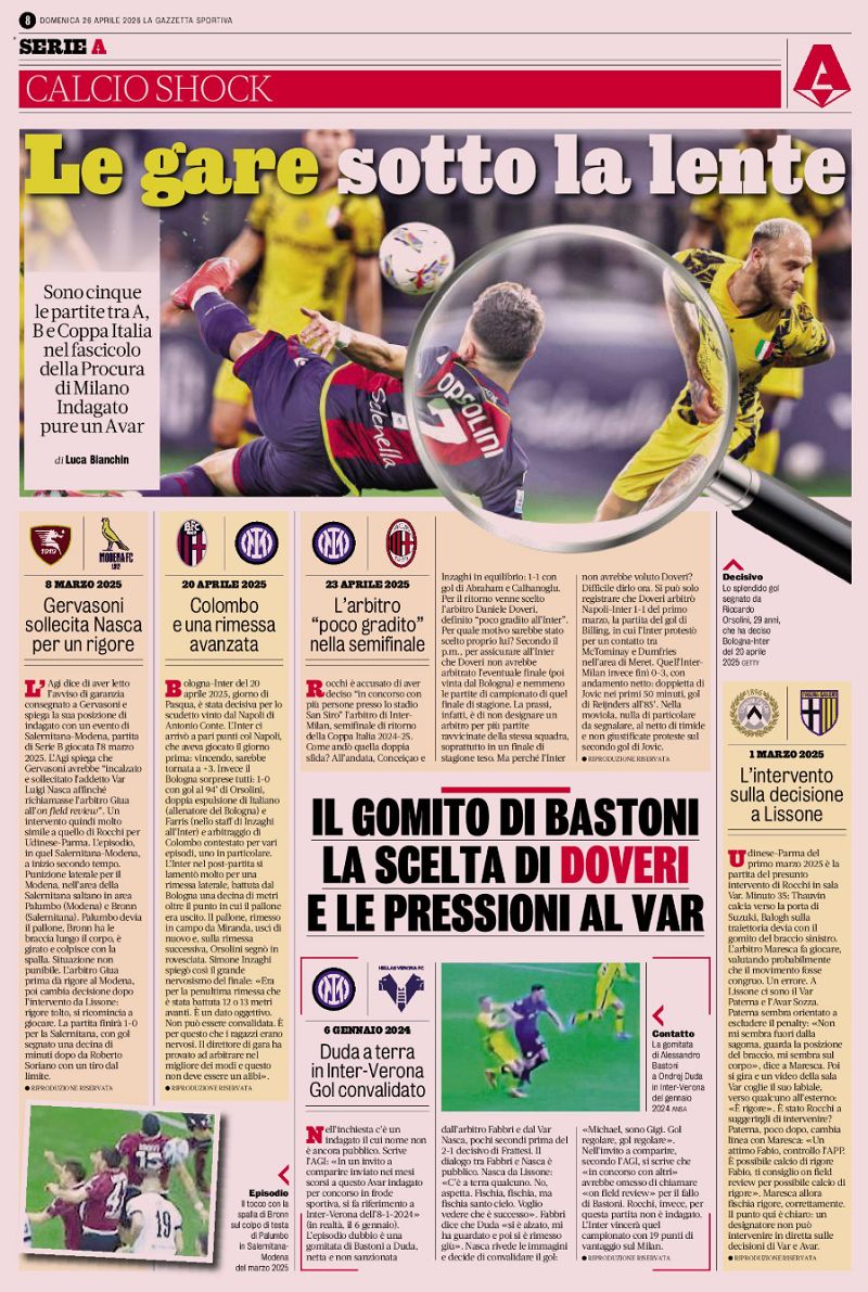 Rocchi five games investigation Rocchi