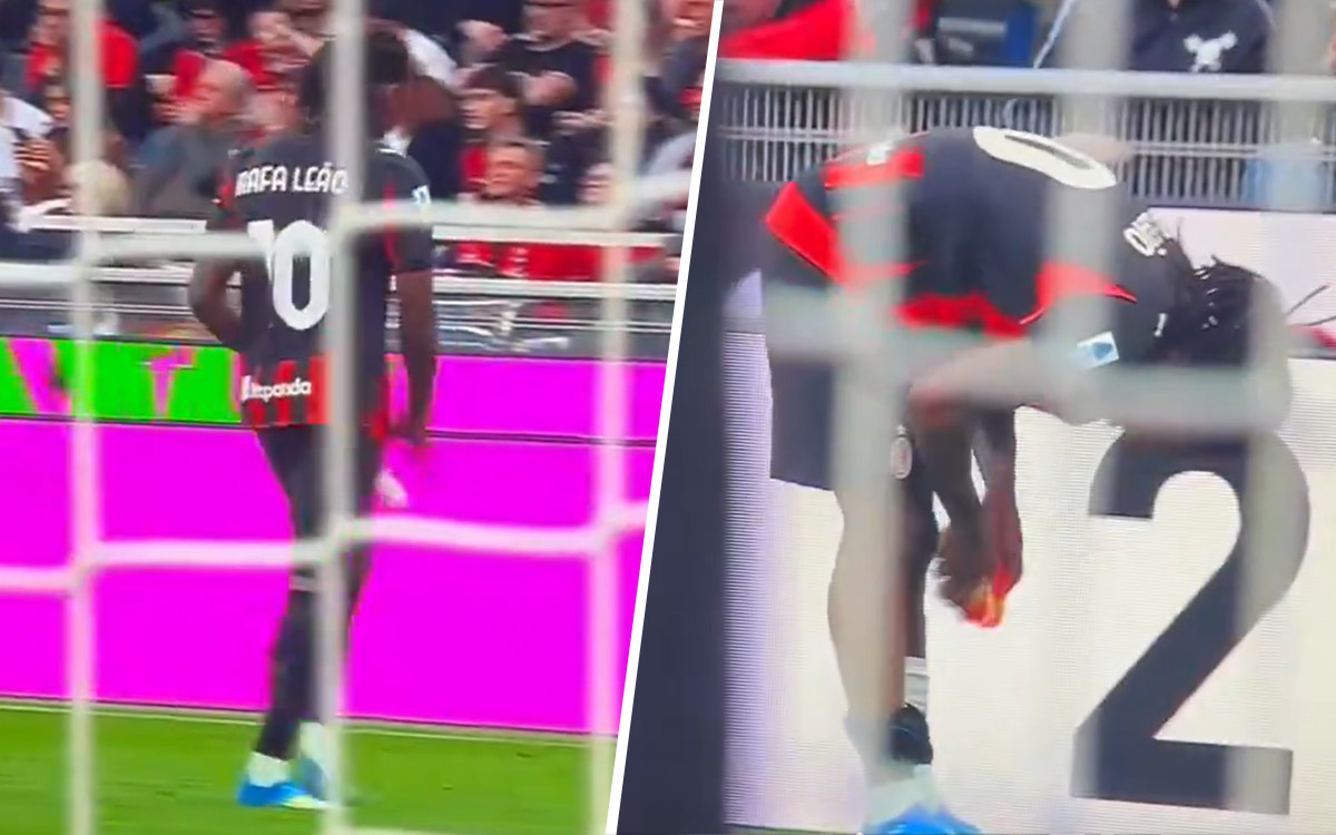 Watch: Leao takes off shin pads and leaves pitch after mistaking Udinese substitution