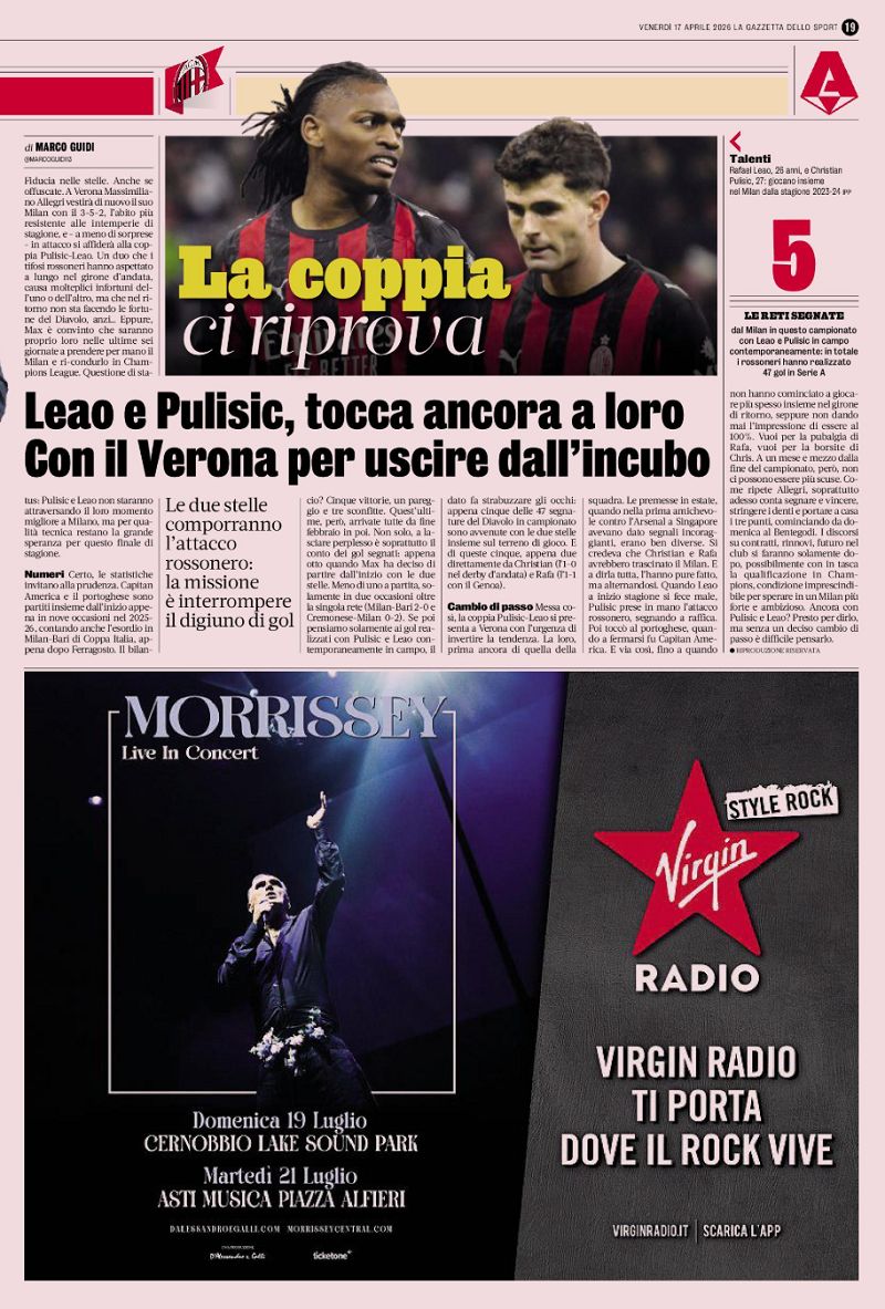 Gazzetta Leao-Pulisic April 17 2026