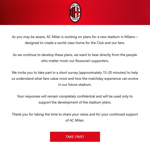 San Siro fan feedback email