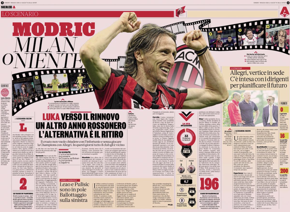 la gazzetta dello sport 1 may modric
