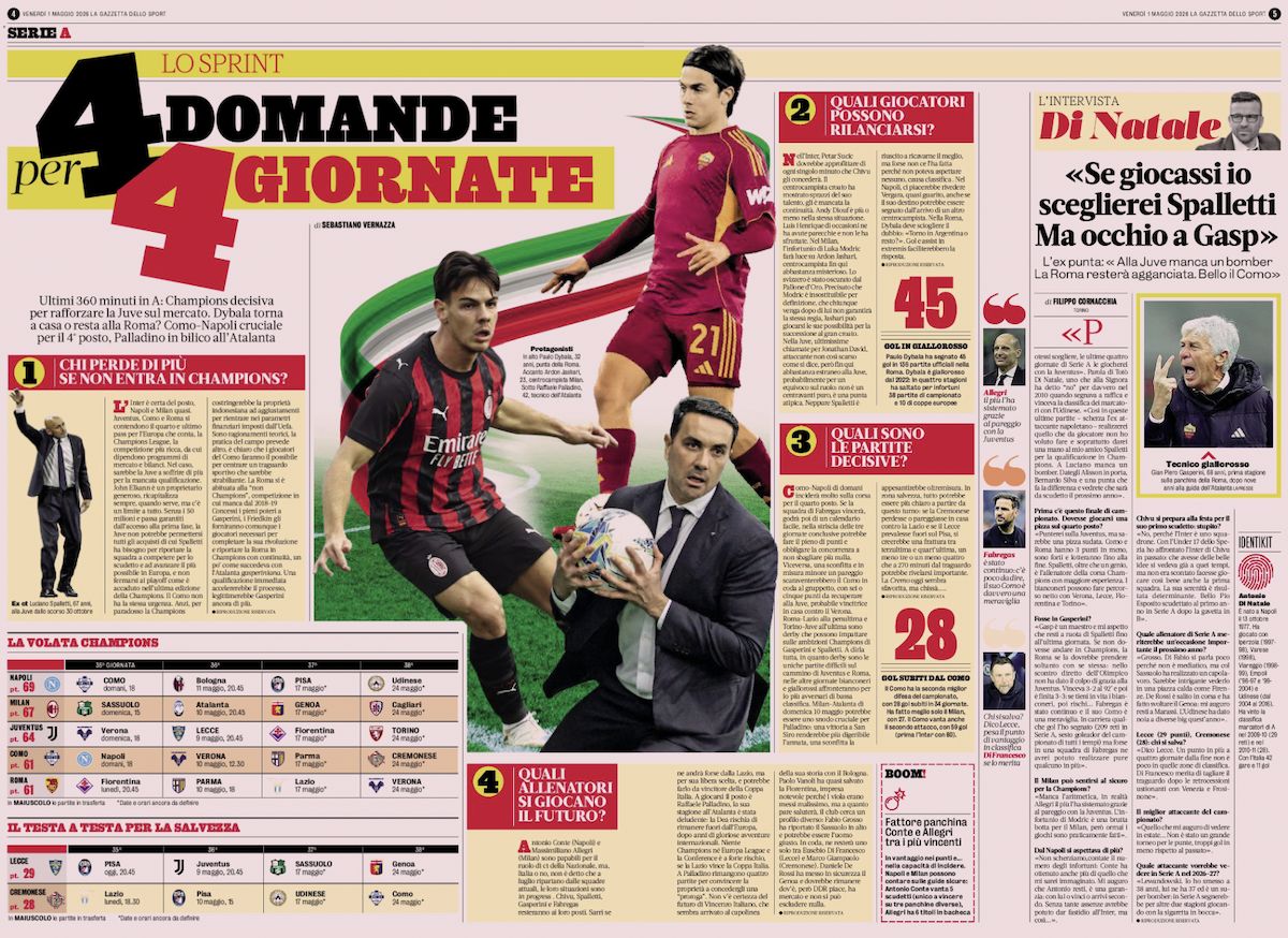 la gazzetta dello sport 1 may 4 questions