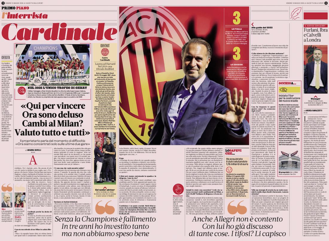 gazzetta dello sport cardinale interview