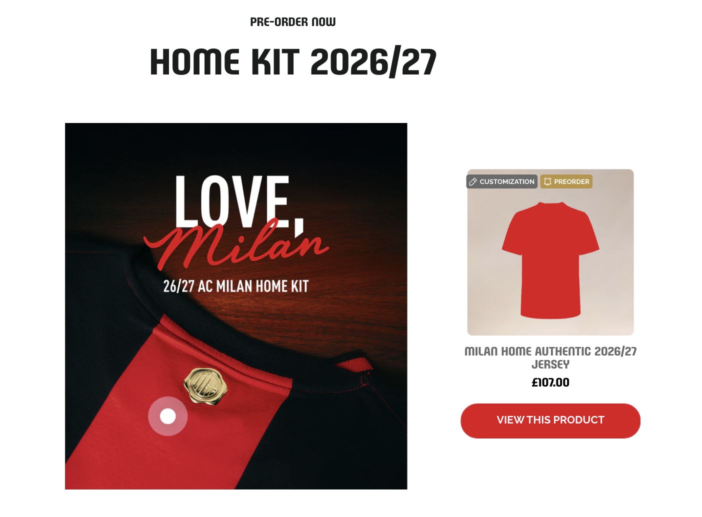 Love Milan home shirt release