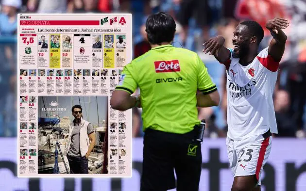 Tomori player ratings Sassuolo