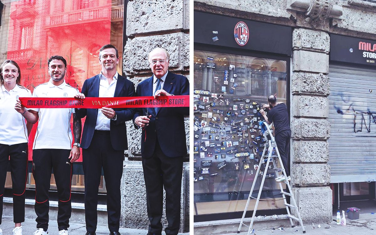 Photo: Milan flagship store defaced by Inter fans in Scudetto celebrations