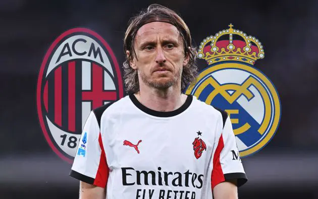 Modric with Milan and Real Madrid crests