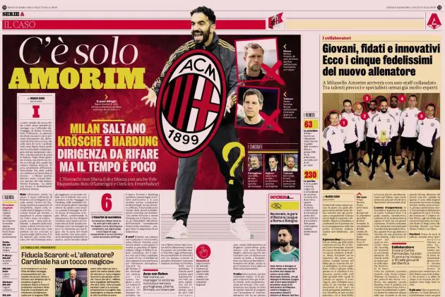 Amorim alone gazzetta