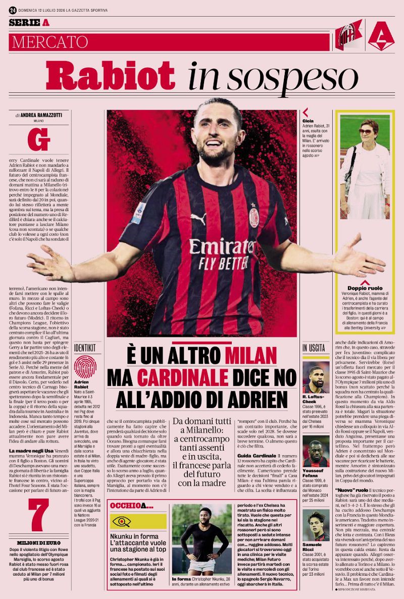 Rabiot gazzetta stay