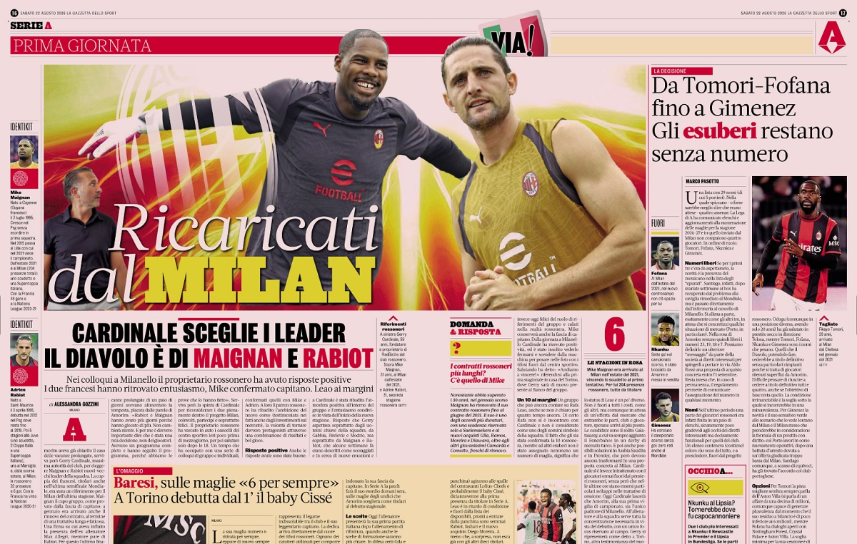 Gazzetta spread on leaders