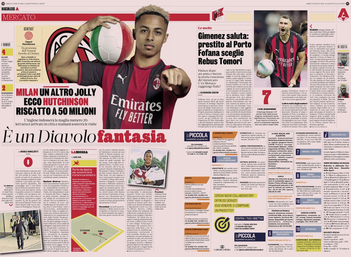 la gazzetta dello sport 31 august