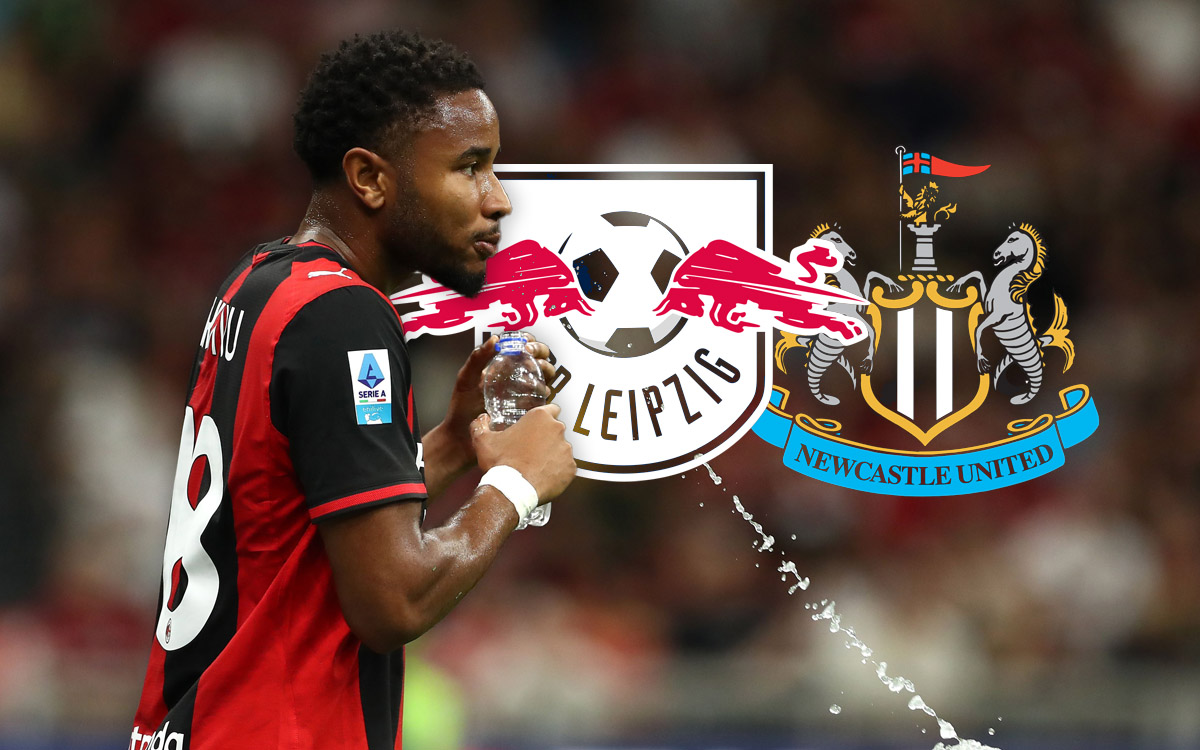Nkunku with Leipzig and Newcastle crests