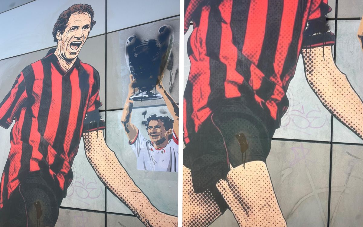 Outside Timer Franco Baresi mural outside Casa Milan vandalised for a second time - photo