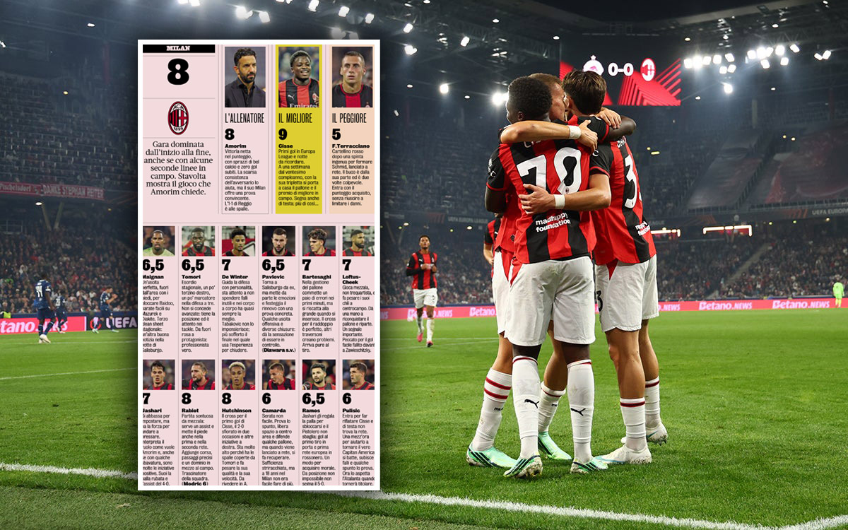 Five rated at 7 or higher: Player ratings for Salzburg-Milan from Italian papers